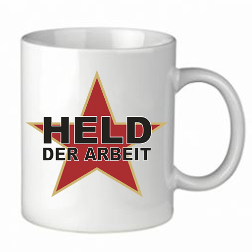 eksegese Rang Sølv Hvidpot kaffekrus "Held der Arbeit" - Mondos Arts Berlin