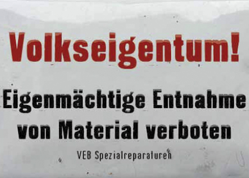 Imanes de nevera "Emailleschild Volkseigentum"