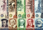Tarjeta postal "Billetes de banco RDA"