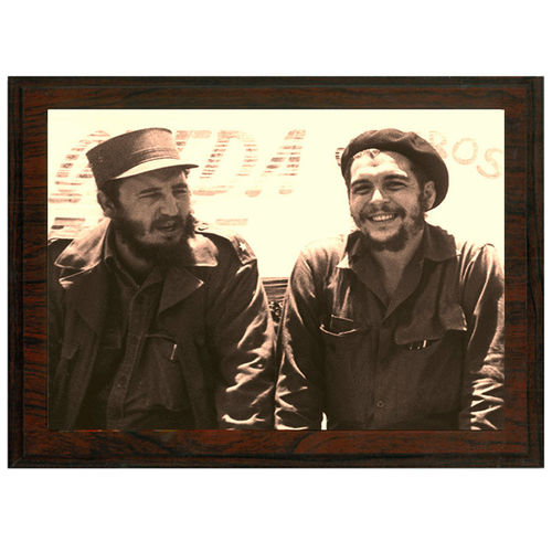 Wood panel "Fidel and Che"